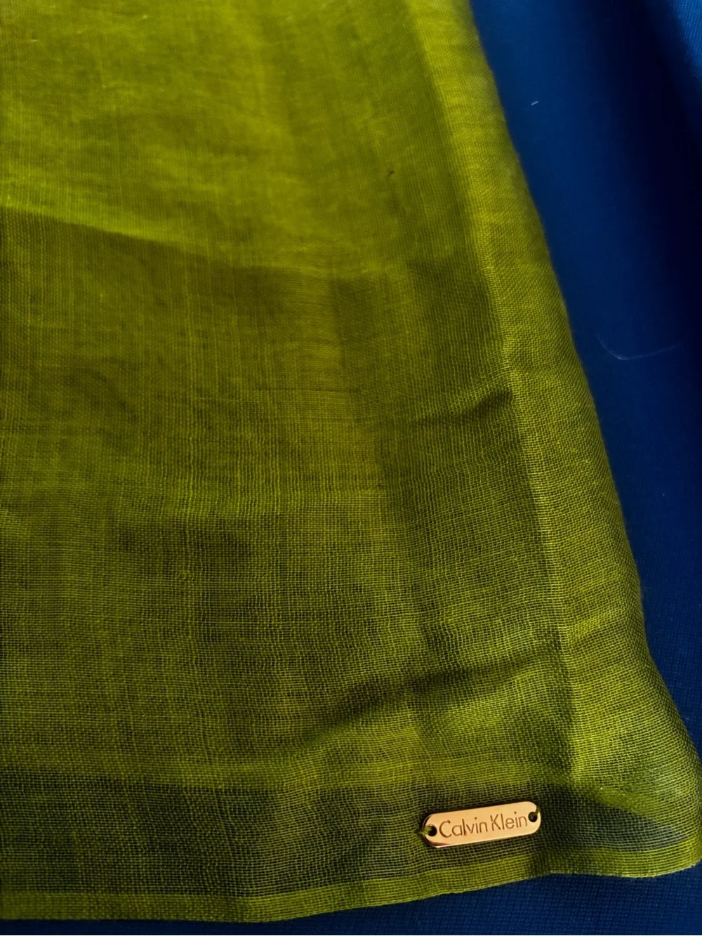 Calvin Klein ightweight, lime-green infinity scarf
